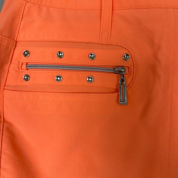 Jamie Sadock Women's Size 8 Passion Orange Golf Knee Shorts Zip Pockets Bermuda - Picture 6 of 12